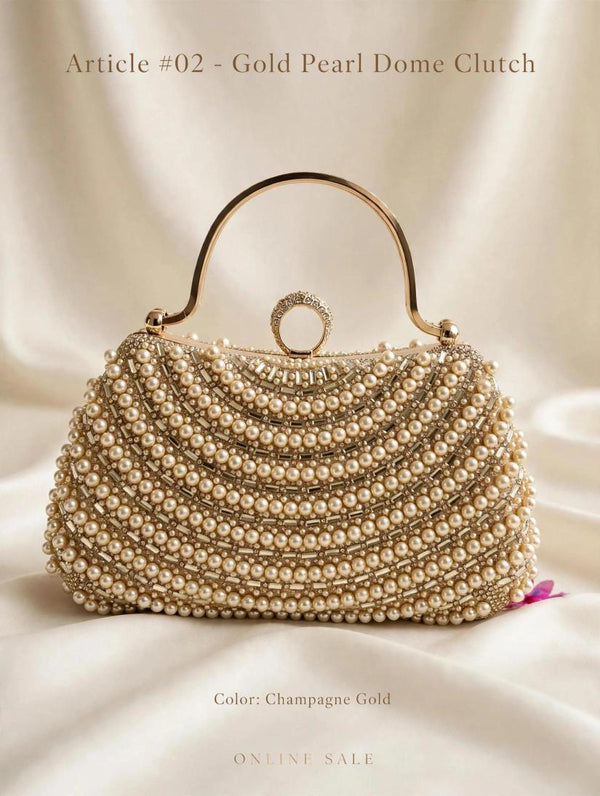 article 02 gold pearl dome clutch