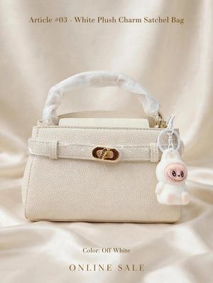 article 03 white plush charm satchel bag