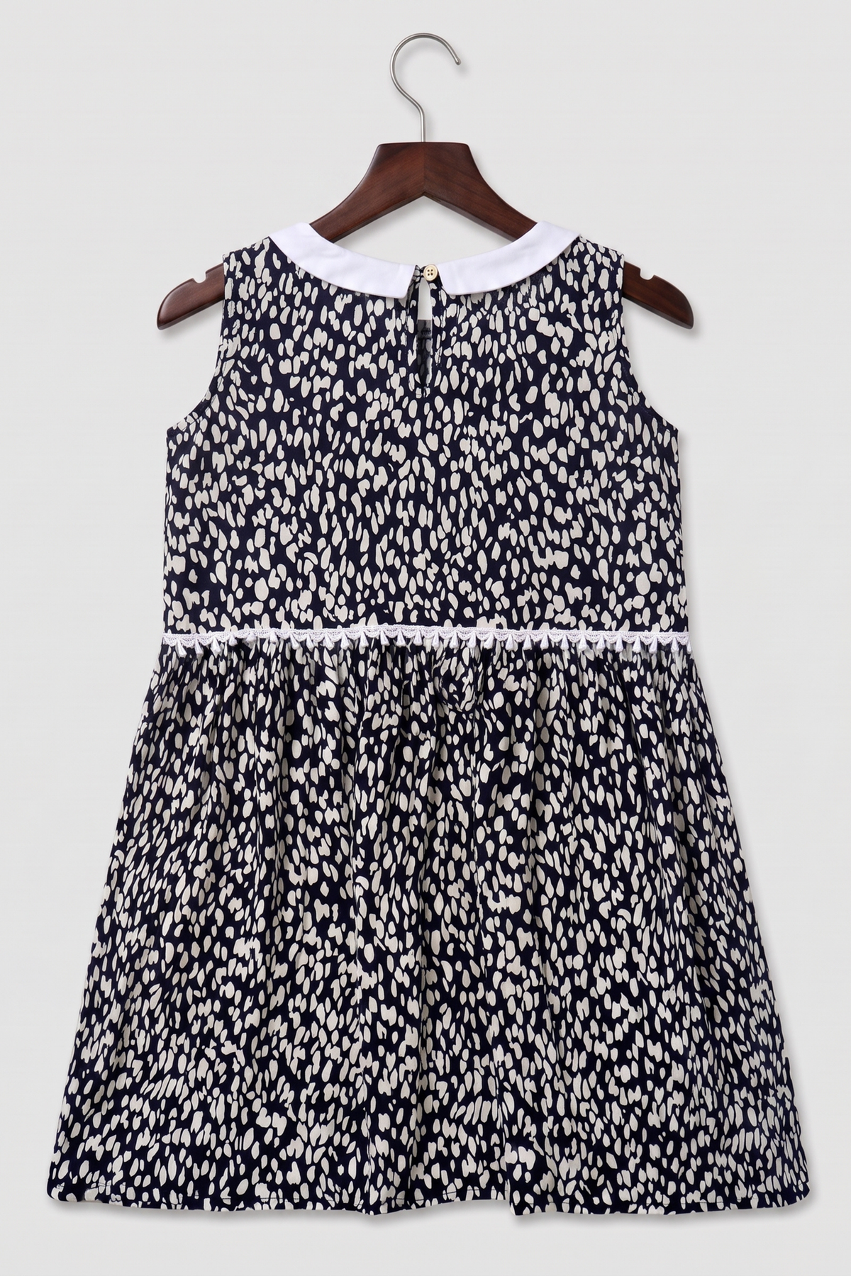 White Doted Black Jacquard Dress