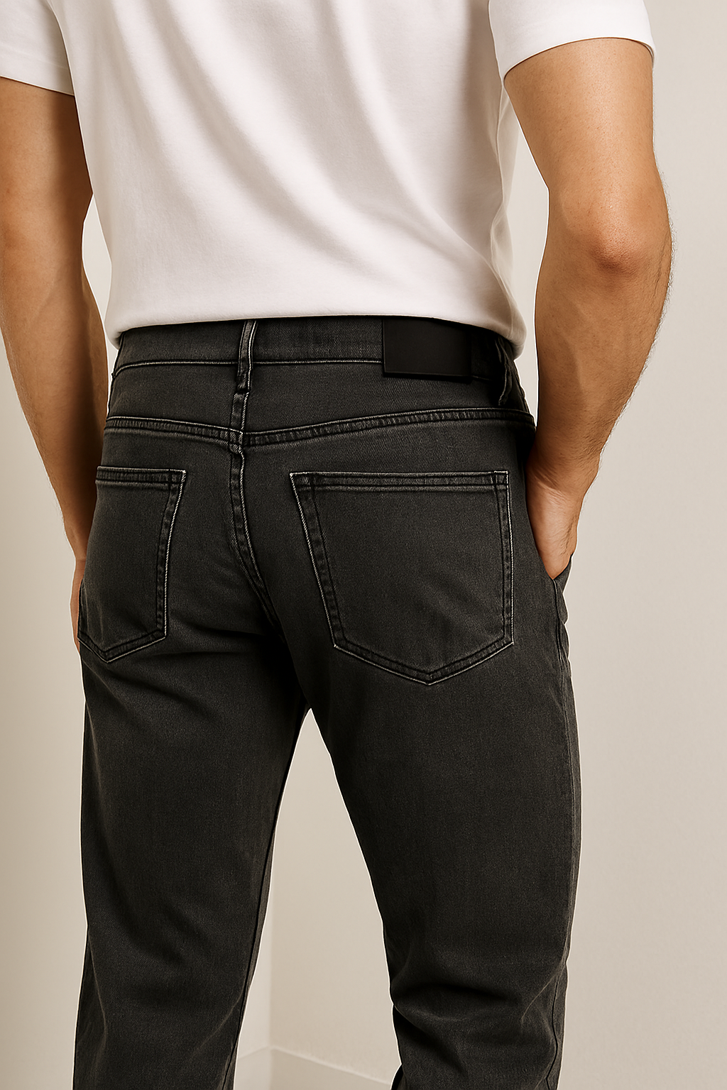Classic Solid Slim Denim – Gray