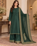 PC-941 Embroidered Silk Kameez with Flared Trouser - 3 Pcs