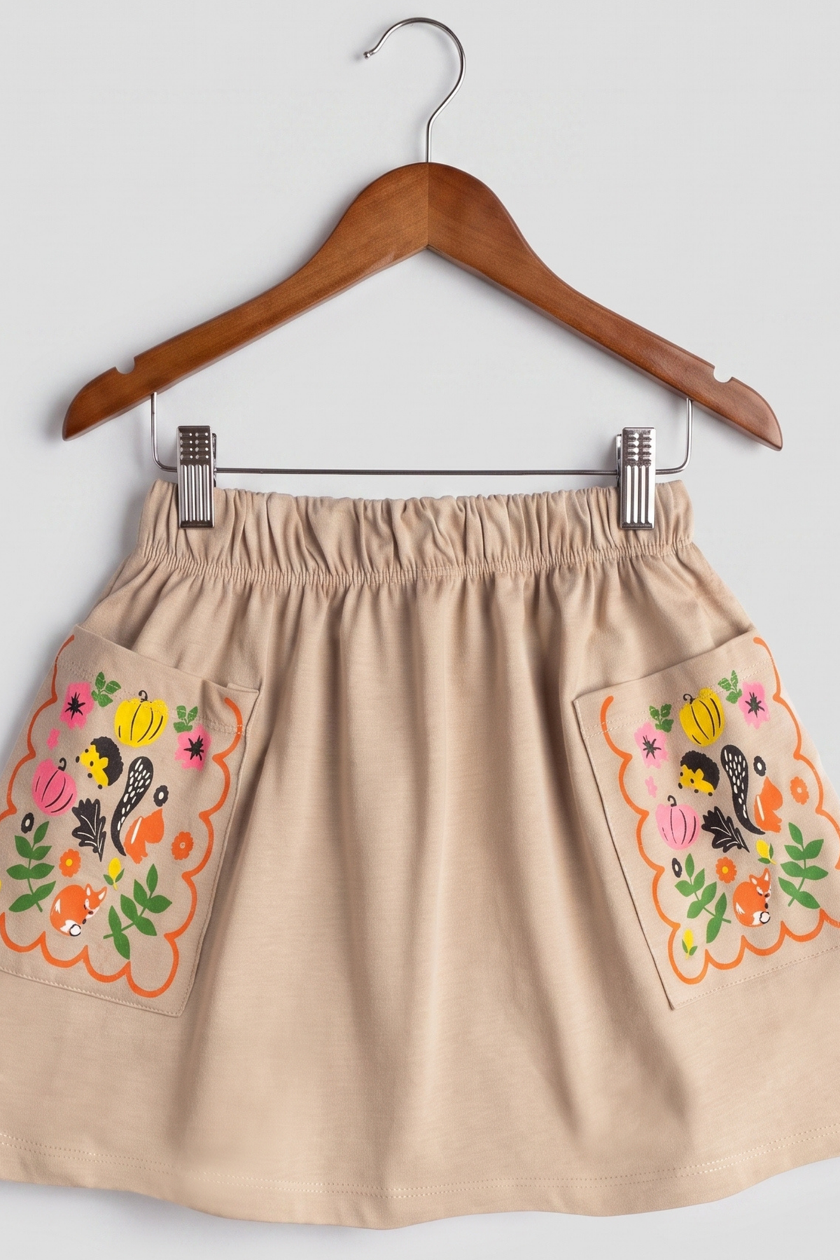 Printed Beige Pocket Shorts