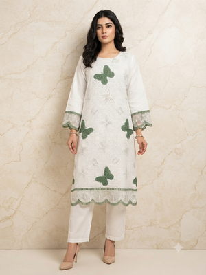 PC - 031 Embroidered Stitched Lawn Suit - Butterfly Elegance 2PC