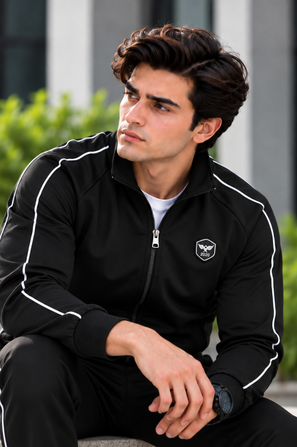 Eternity Men Premium Contrast Piping Zipper Black