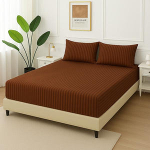 BROWN STRIPES - Fitted Bedsheet Set