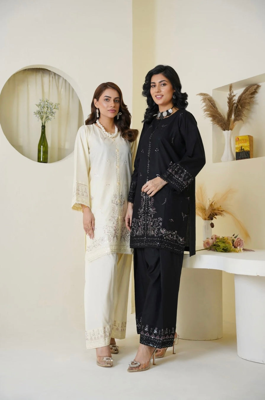 Rose White Farshi Shalwar 2Pc