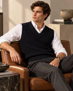 Eternity Men Black Textured V-Neck Knitted Sweater