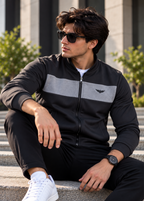 Eternity Men Premium Chest Panel Zipper Black & Charcoal