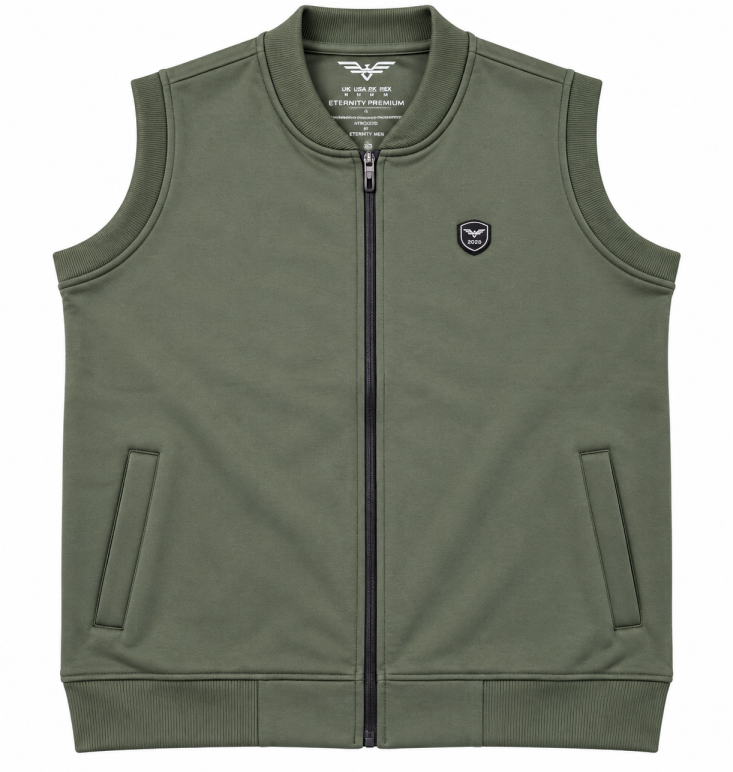 Eternity Men Premium Sleeveless Olive Green Bomber