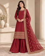 PC-911 Embroidered Silk Kameez with Sharara & Net Dupatta - 3 Pcs