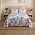 Purple Leaf Pattern Bedsheet Set Stylish Botanical Print for Single & Double Beds with 2 Pillowcases