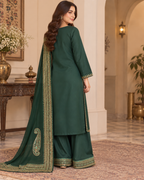 PC-941 Embroidered Silk Kameez with Flared Trouser - 3 Pcs