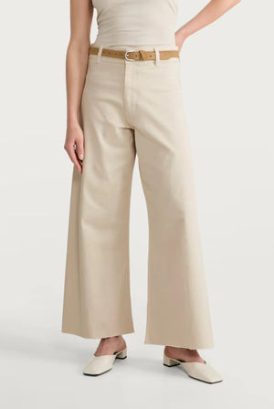 Wide Stretch Cropped Jeans - Off-White