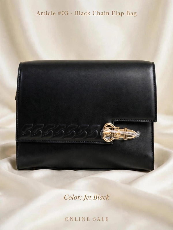 article 03 black chain flap bag
