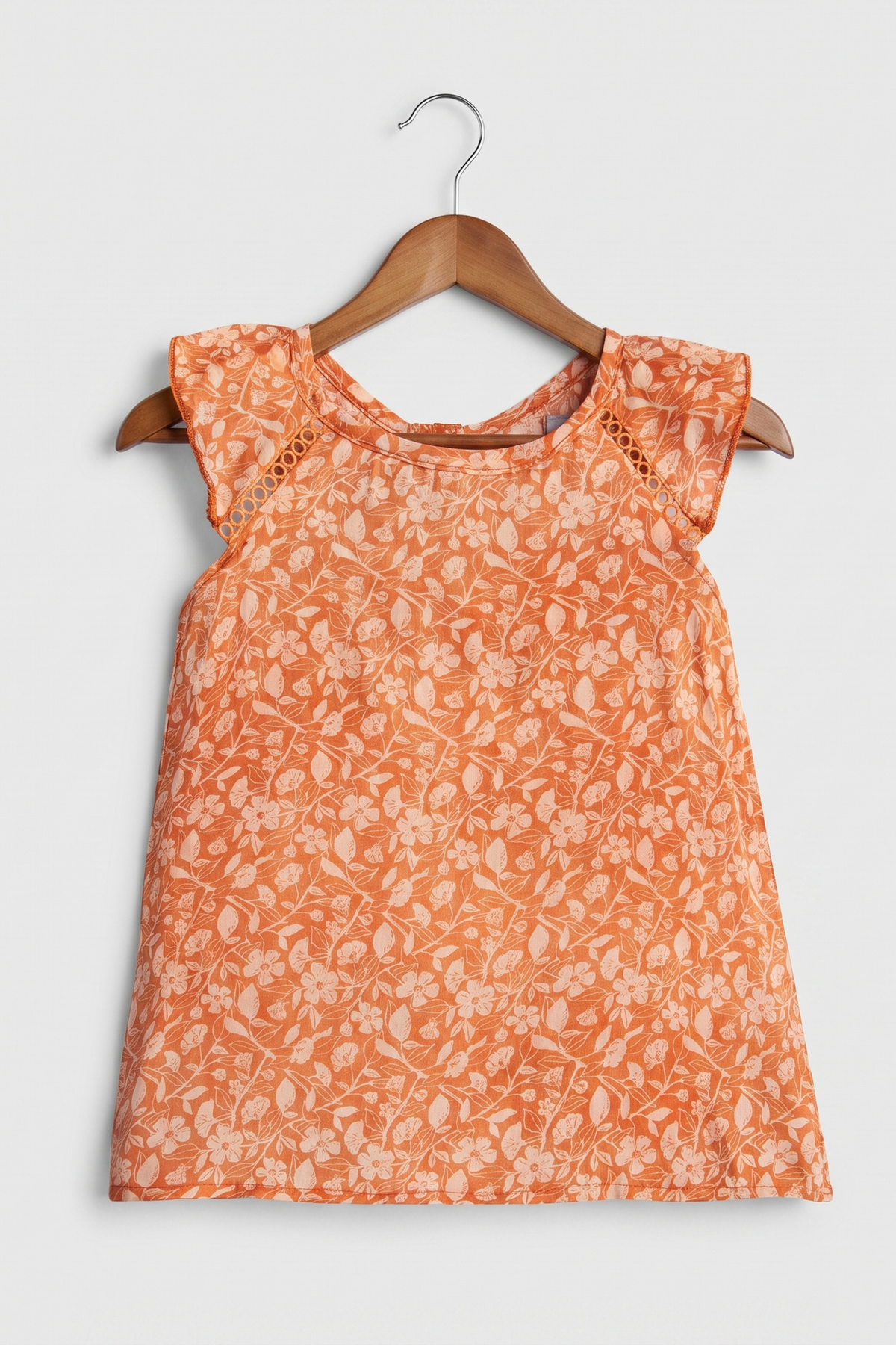 Orange Flower Print Top