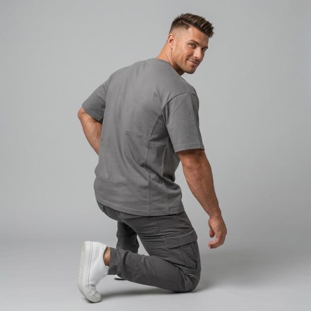 Men’s Oversized T-Shirt Grey | Premium Cotton Relaxed Fit