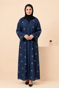 Bow Drop Abaya - Navy Blue