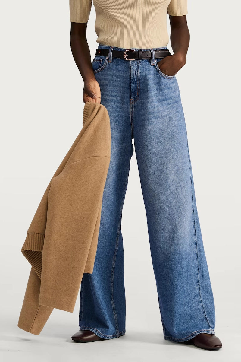 High Rise Wide Leg Jeans - Light Blue