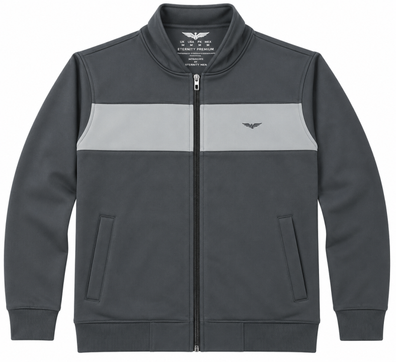 Eternity Men Premium Chest Panel Zipper Charcoal & Silver