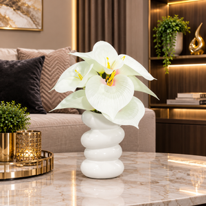 Luxury Artificial White Calla Lily Flower Arrangement with Modern White Ceramic Vase |  ch  0060