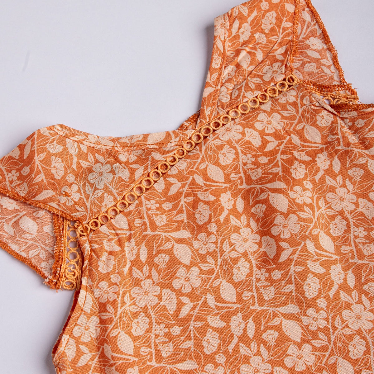 Orange Flower Print Top