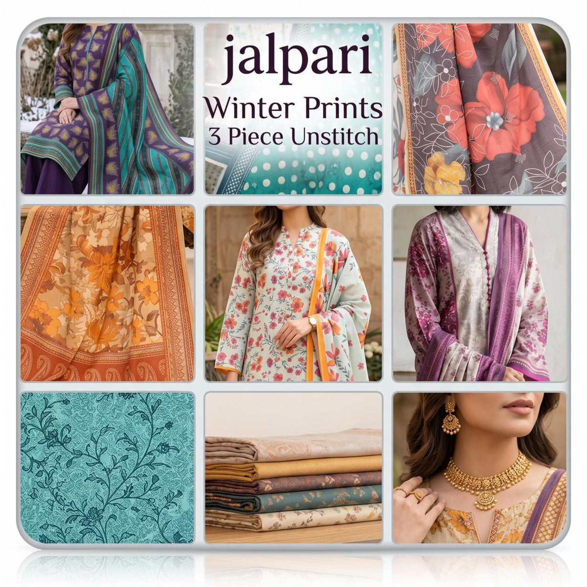Jalpari - Winter Prints Vintex Peach - 3 Pcs