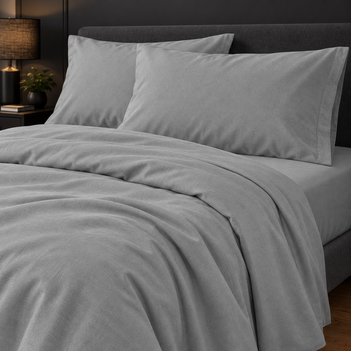 Premium Plain Bedsheet Set - Light Grey