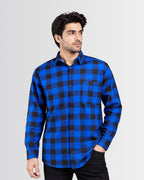 Men's Checkered Shirt - Royal Blue - view 1