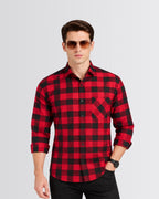Men's Checkered Shirt - Red - view 1