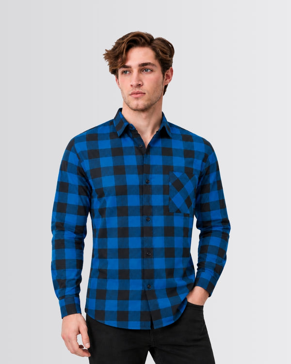 Men's Checkered Shirt - Azure Blue - view 1