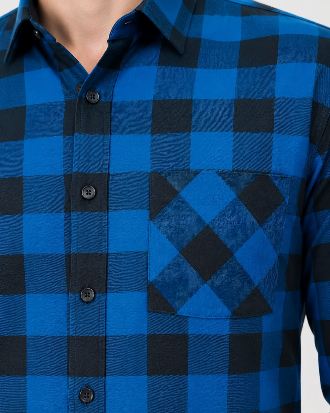 Men's Checkered Shirt - Azure Blue - view 3