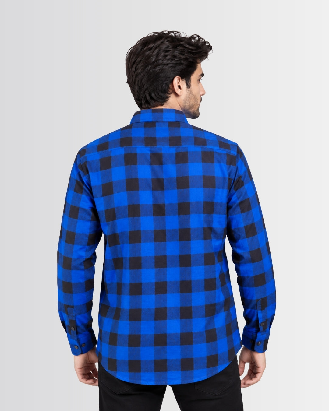 Men's Checkered Shirt - Royal Blue - view 2