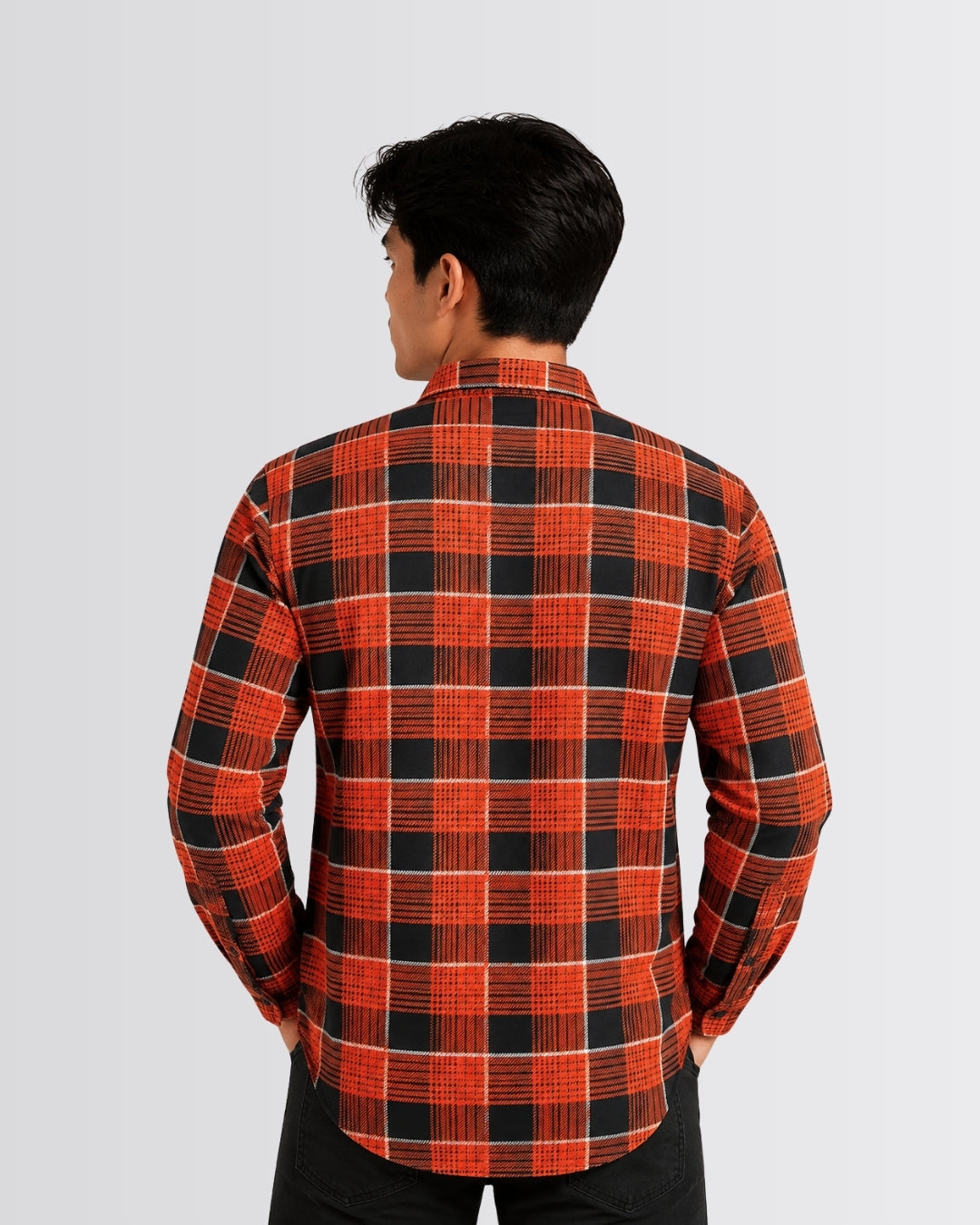 Men's Checkered Shirt - Orange - view 2