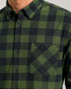 Men's Checkered Shirt - Olive Green - view 3