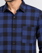 Men's Checkered Shirt - Navy Blue - view 3
