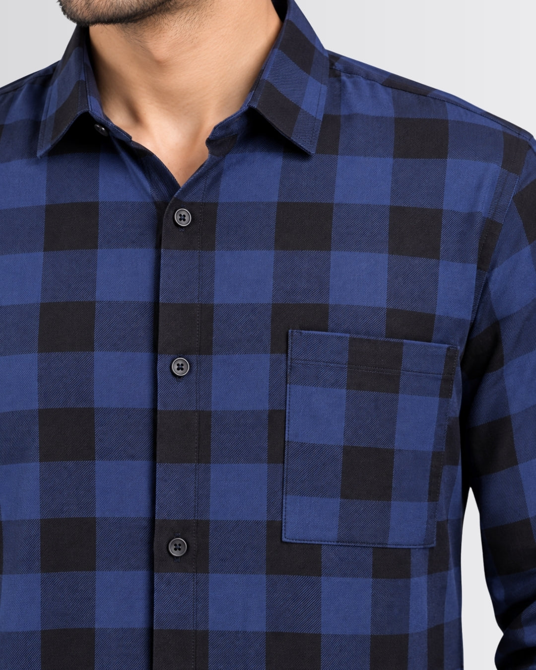 Men's Checkered Shirt - Navy Blue - view 3