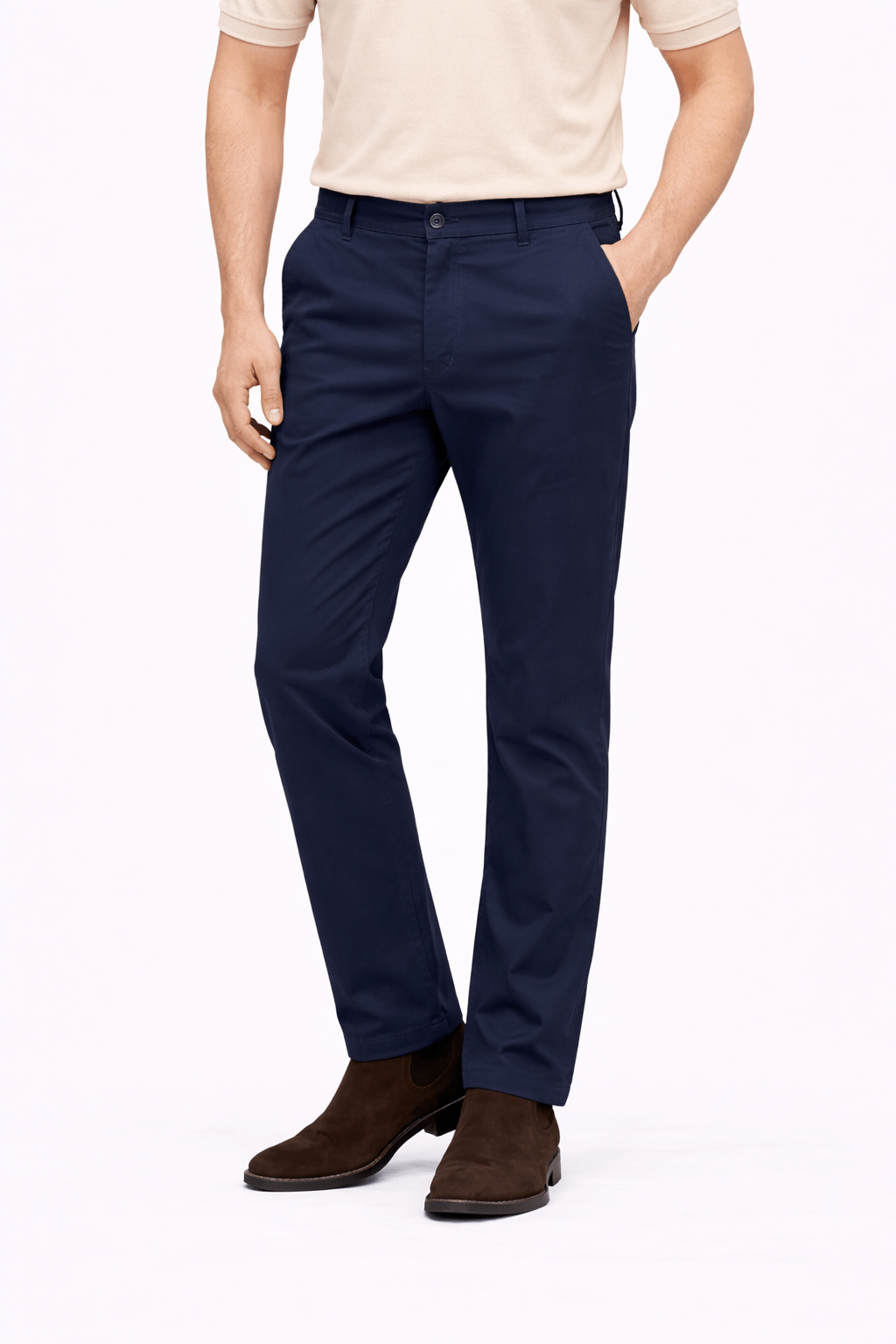 Navy Blue Cotton Pant - Straight FitPantGarderobe Clothing