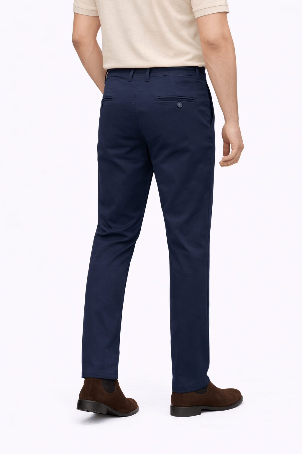 Navy Blue Cotton Pant - Straight FitPantGarderobe Clothing