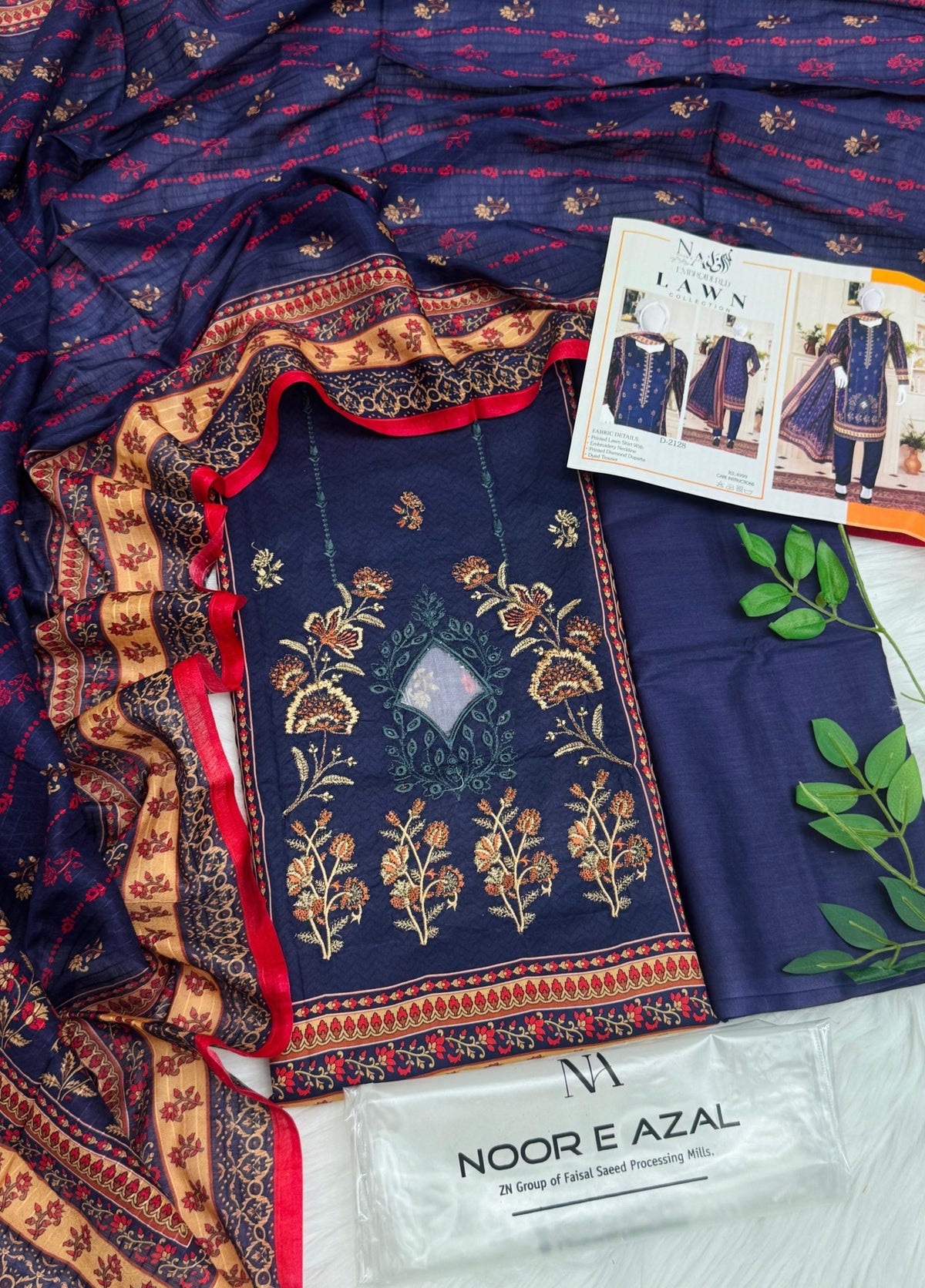 Noor E Azal Embroidered Lawn 3PC