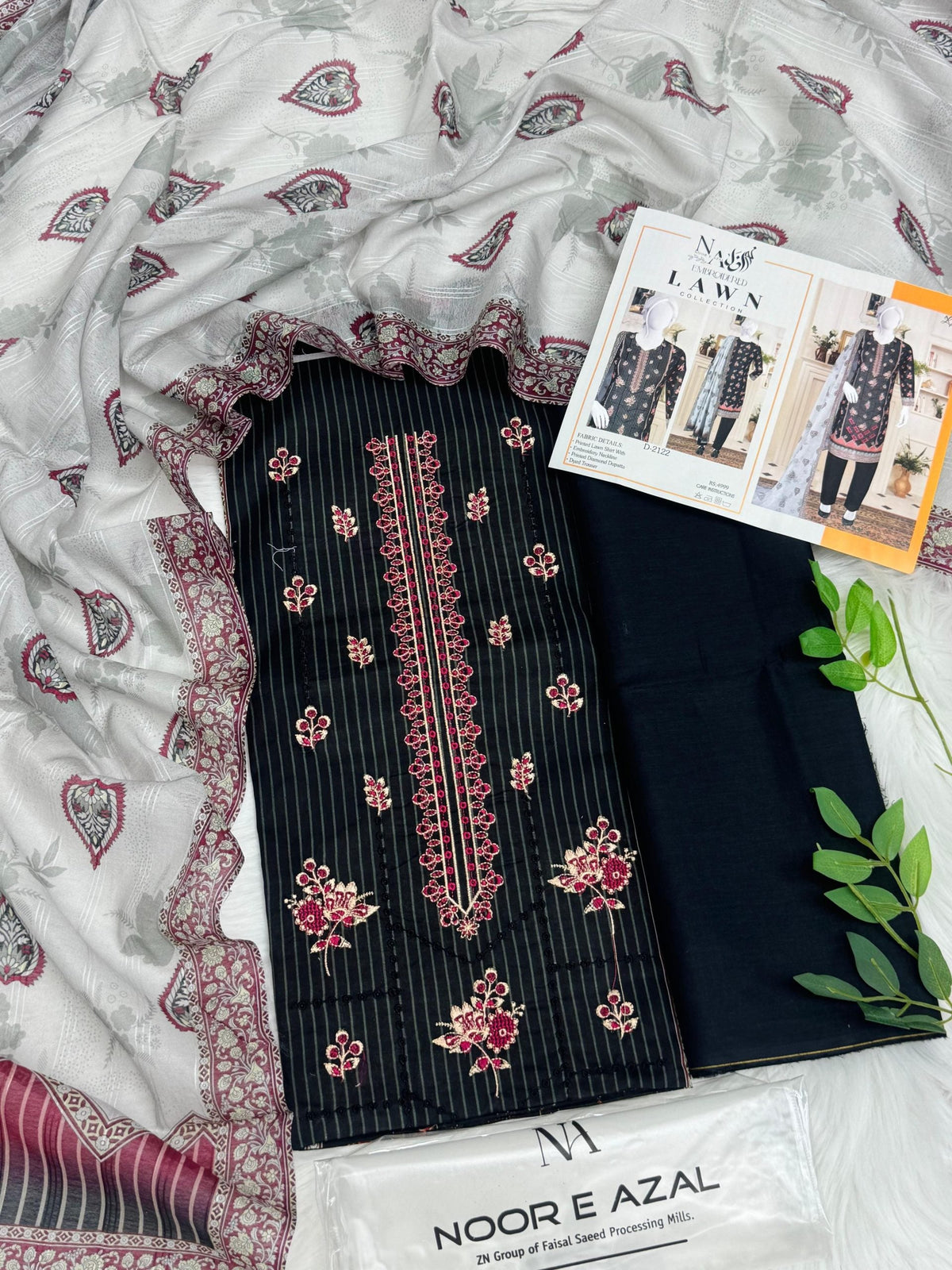 Noor E Azal Embroidered Lawn 3PC