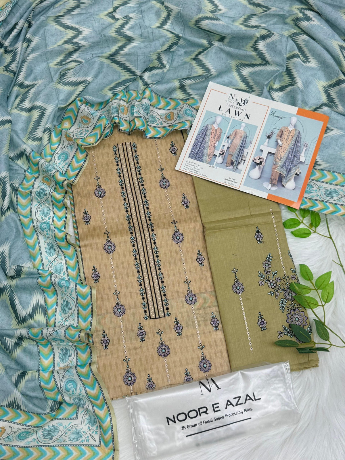Noor E Azal Embroidered Lawn 3PC