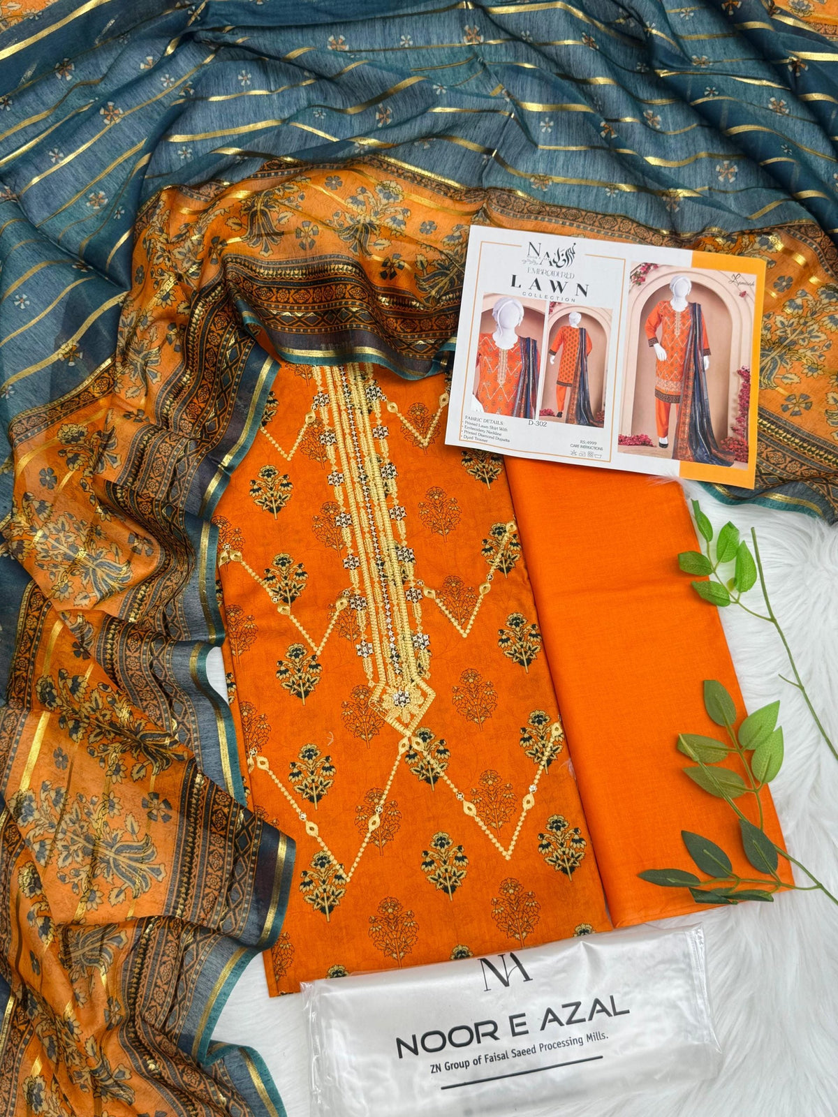 Noor E Azal Embroidered Lawn 3PC