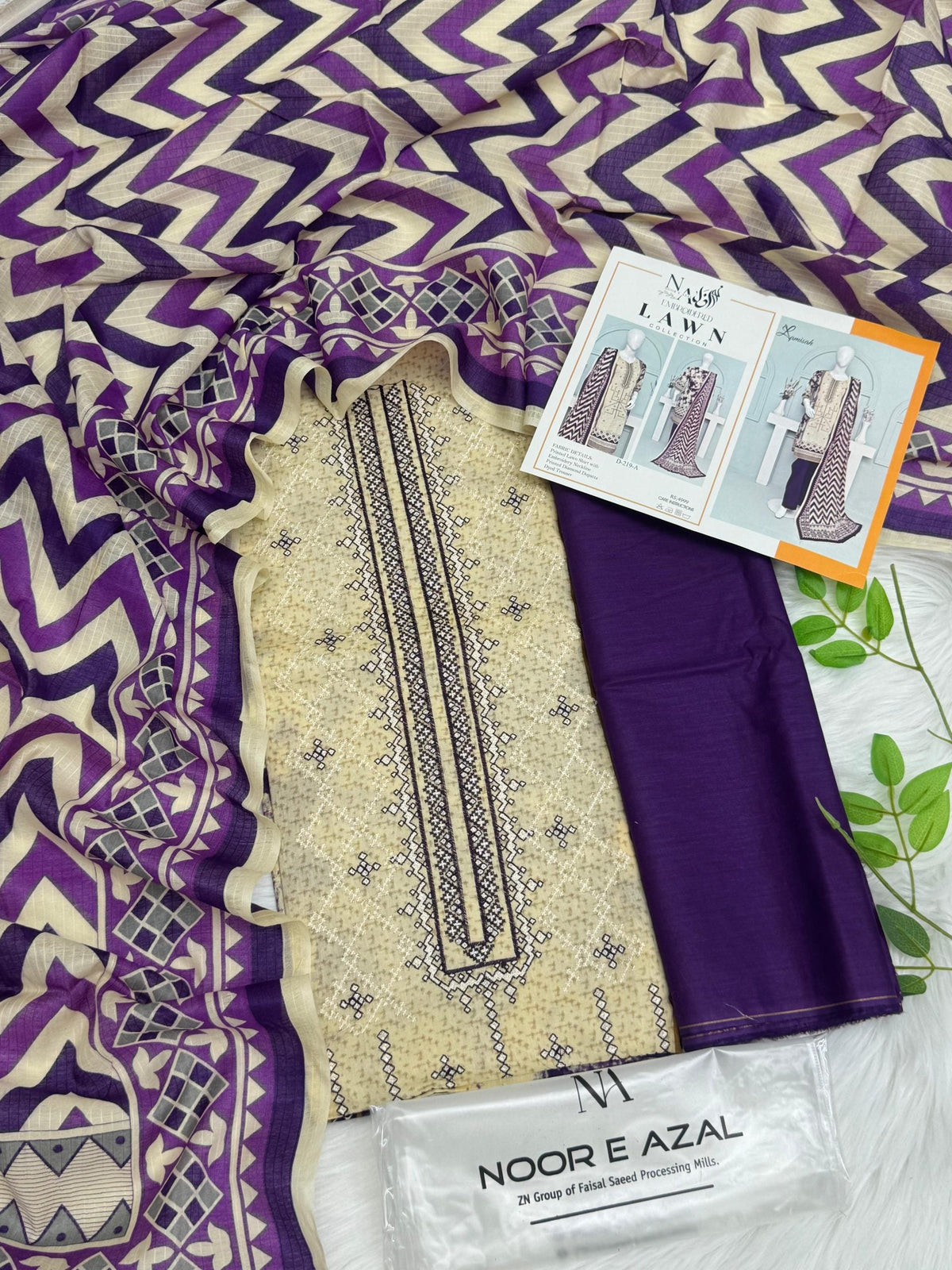 Noor E Azal Embroidered Lawn 3PC