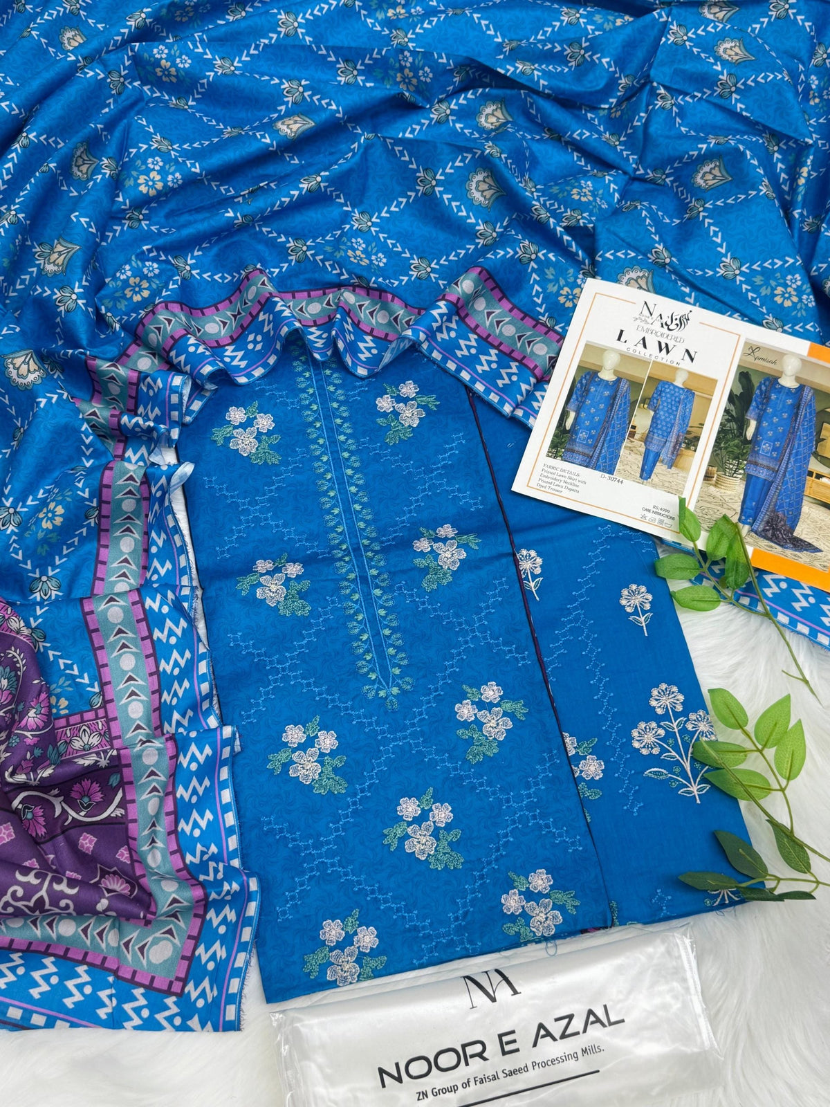 Noor E Azal Embroidered Lawn 3PC