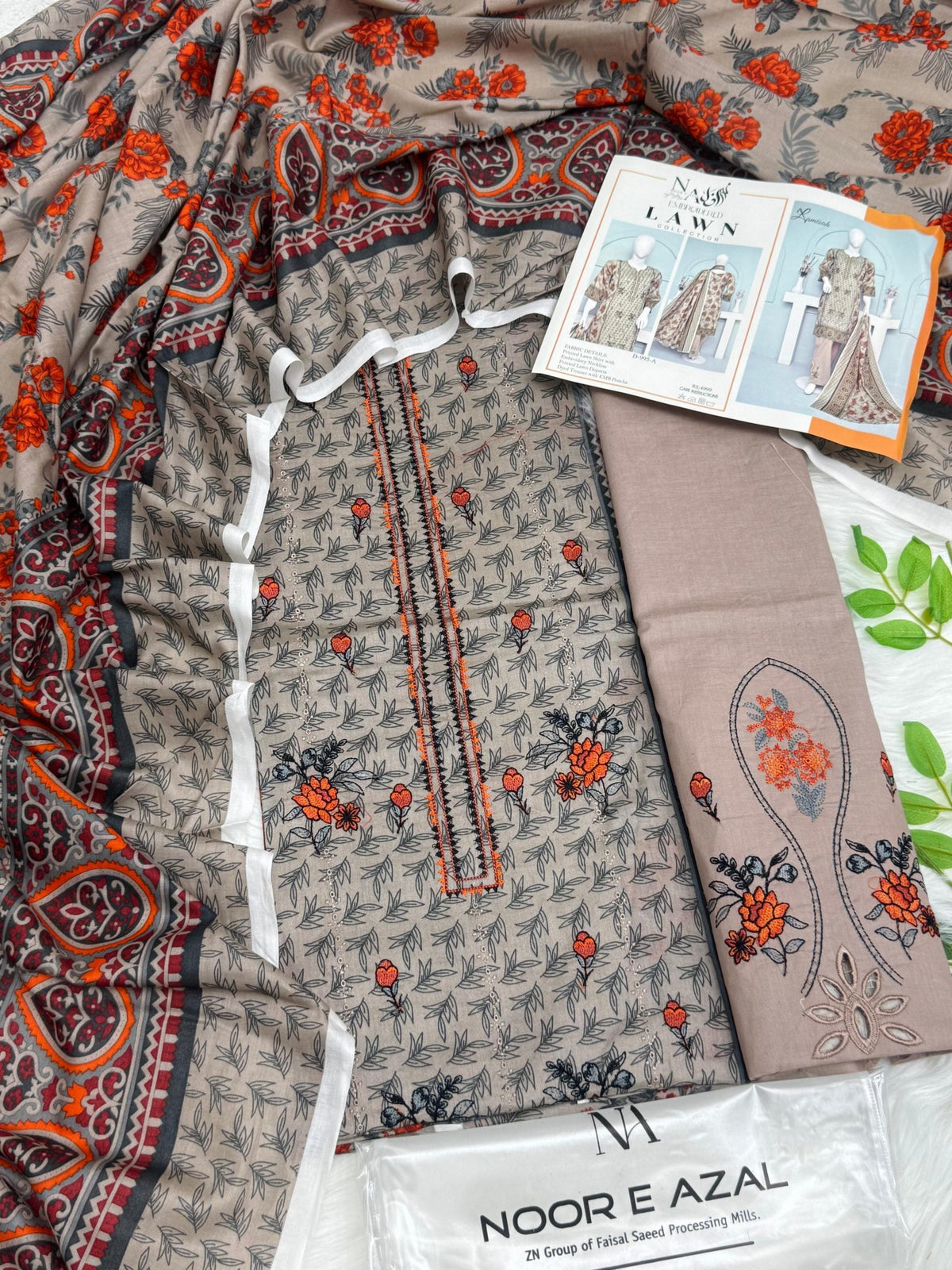 Noor E Azal Embroidered Lawn 3PC