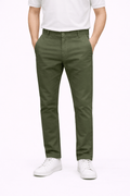 Olive Green Cotton Pant - Straight FitPantGarderobe Clothing