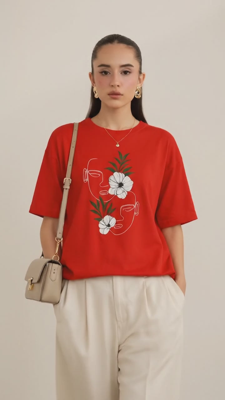 RED COTTON TEE-FT