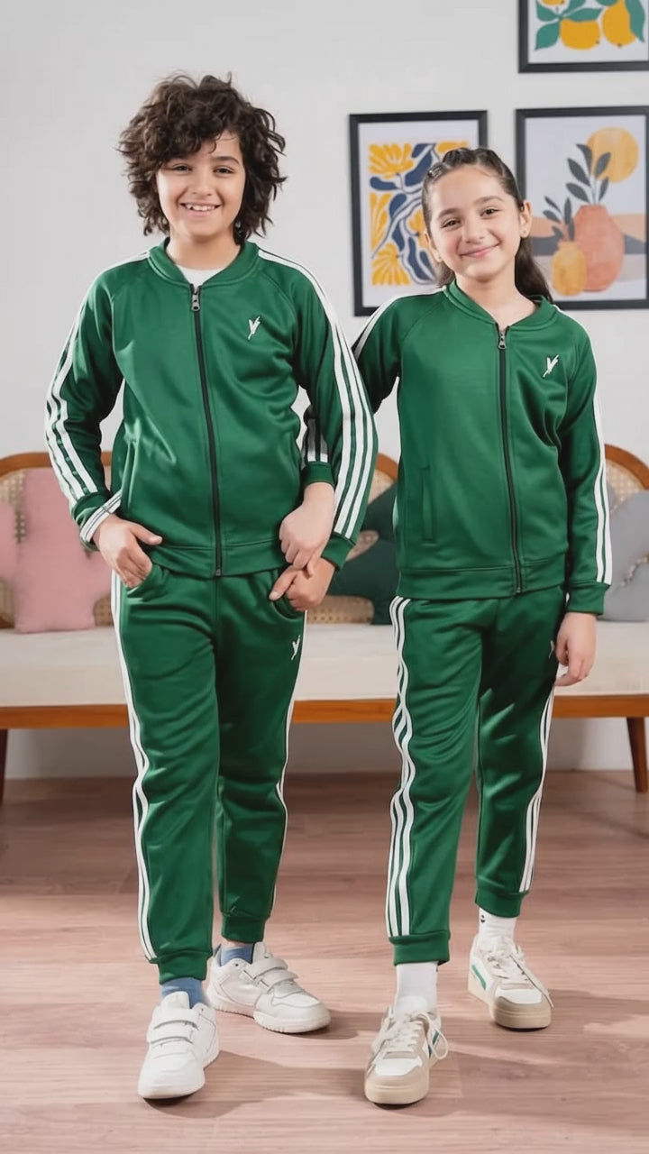 Mock Neck Tracksuit For Boys & Girls, Fleece #VWT36-A