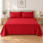 Premium Plain Bedsheet Set - Red