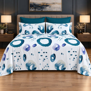 Teal Ring Print Bedsheet Set